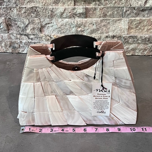 Vintage Handmade Mother of Pearl & Natural Horn Shell Purse NWT - Picture 6 of 7